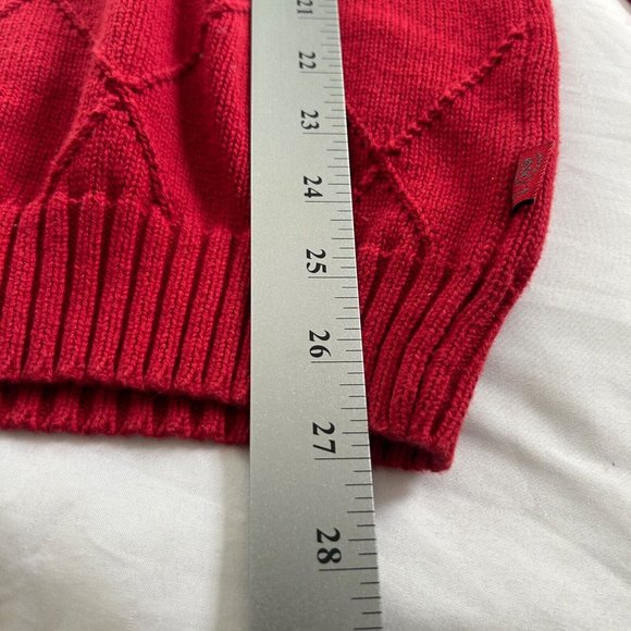 IZOD Sweater Cable Red Pullover Long Sleeve Cotton Crew Neck Mens Large - Picture 7 of 7